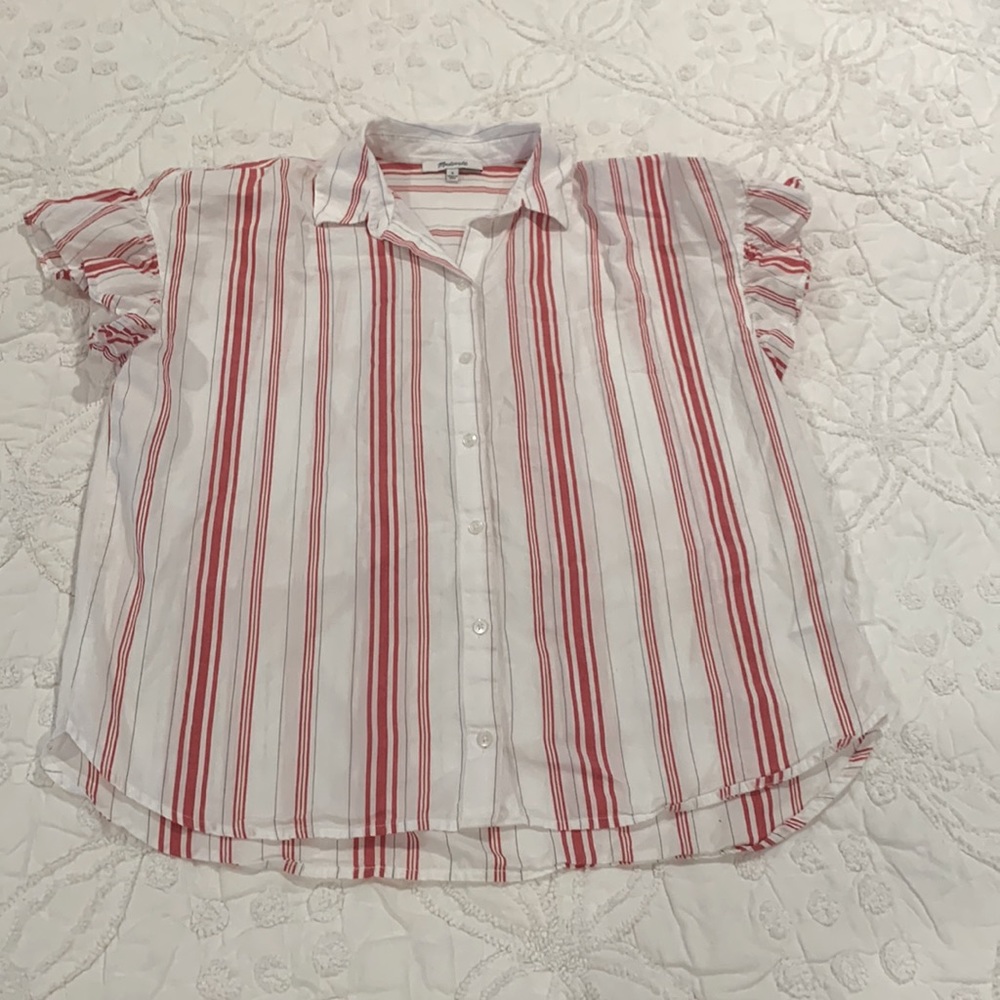 Madewell Cotton Button down striped red